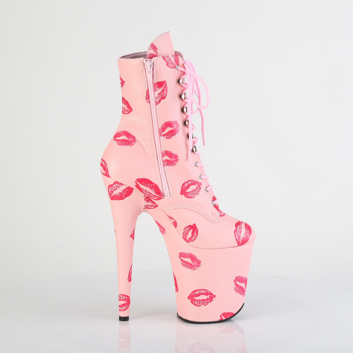 Pleaser Women's Platform Shoes FLAMINGO-1020KISSES B. Pink Faux Leather/B. Pink Faux Leathe
