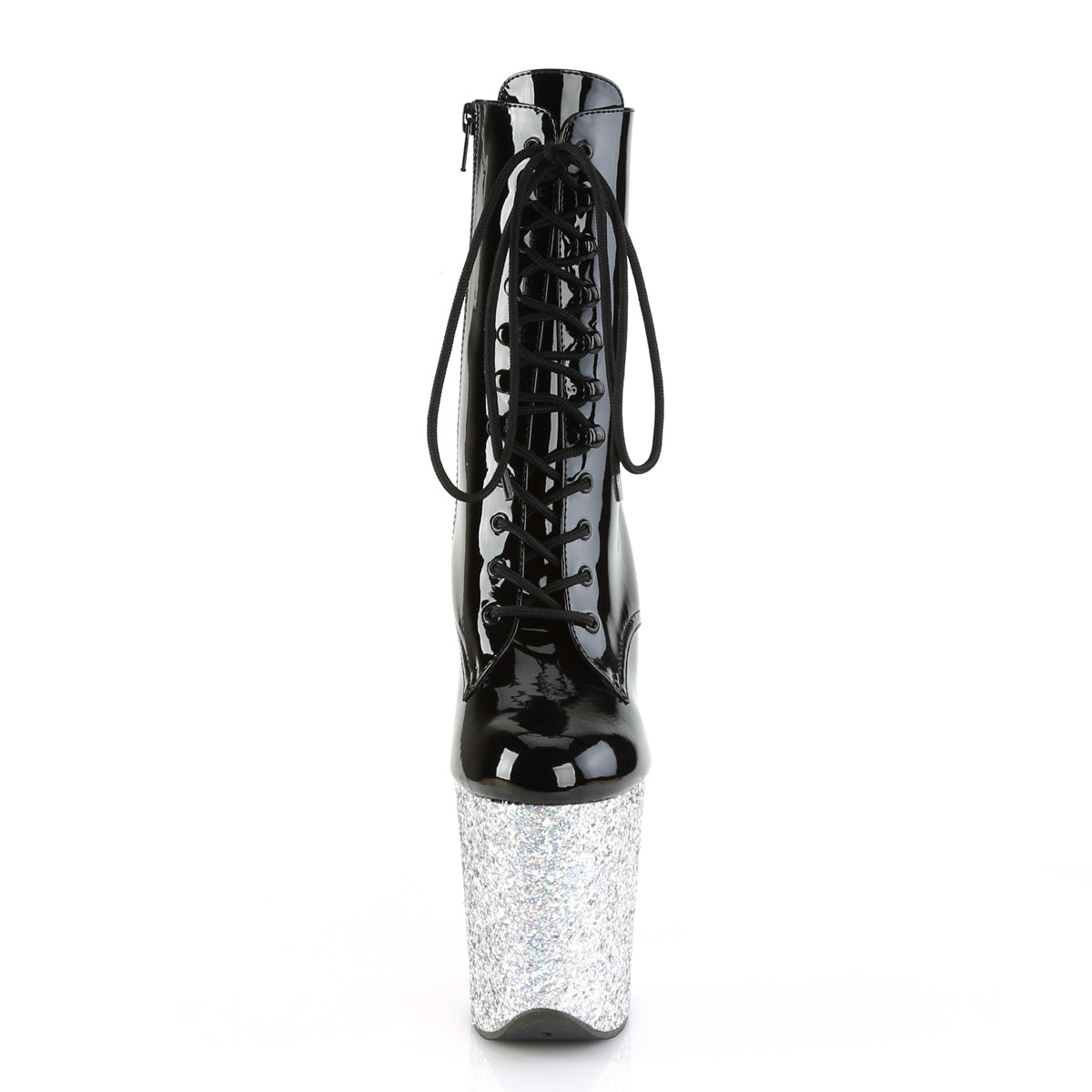 Pleaser Womens Ankle Boots FLAMINGO-1020LG Blk/Slv Multi Glitter
