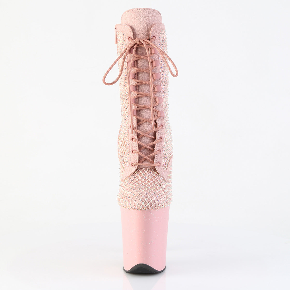 Pleaser Women's Platform Shoes FLAMINGO-1020RM Salmon Pink Faux Suede-RS Mesh/B. Pink M