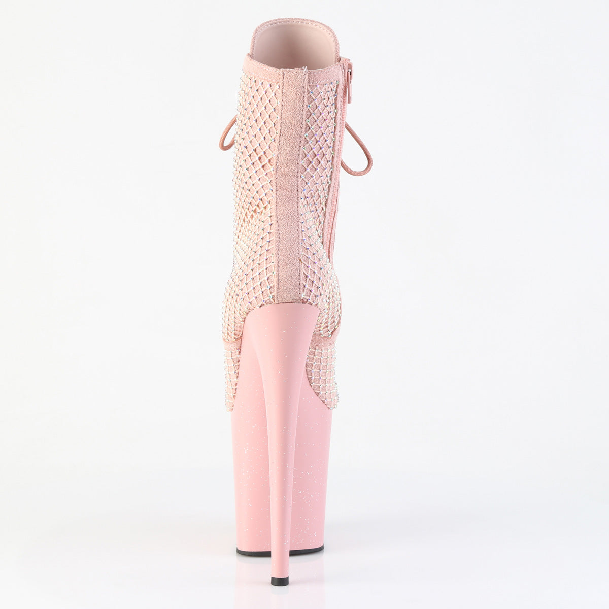 Pleaser Women's Platform Shoes FLAMINGO-1020RM Salmon Pink Faux Suede-RS Mesh/B. Pink M