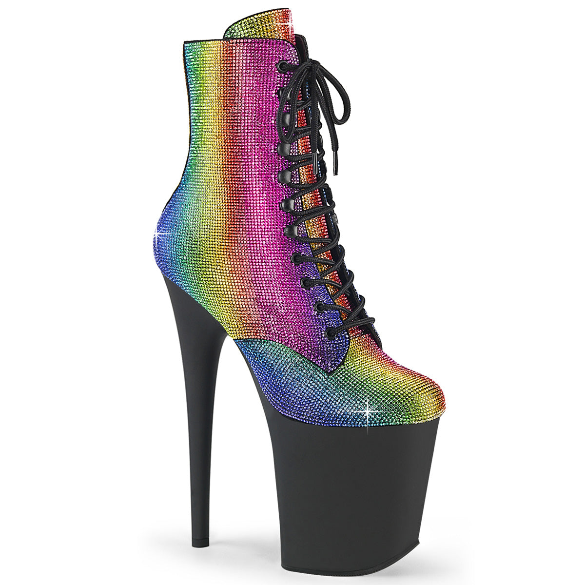 Pleaser Botas de tobillo FLAMINGO- 1.020 Rainbow RS / blk mate