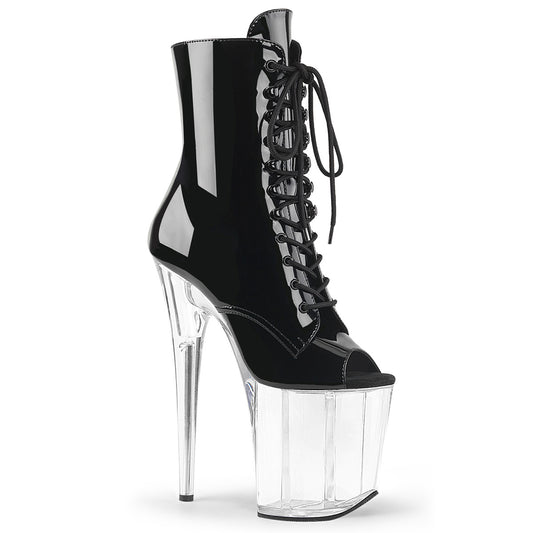 Pleaser Botas de tobillo para mujer FLAMINGO-1021 BLK PAT / CLR