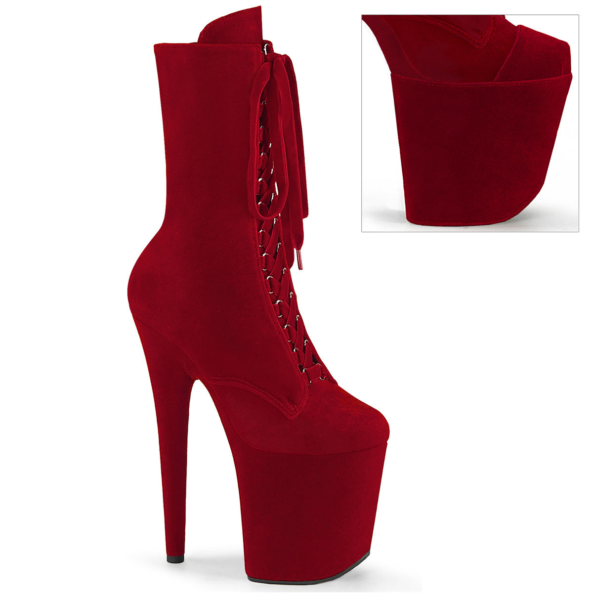 Pleaser Botines FLAMINGO-1045 Velvet rojo/terciopelo rojo