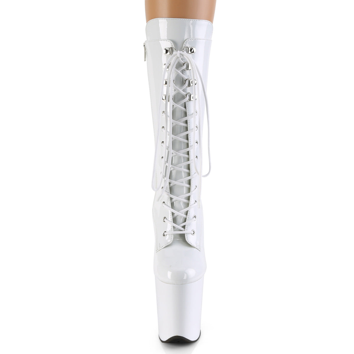 Pleaser Womens Ankle Boots FLAMINGO-1050 Wht Pat/Wht
