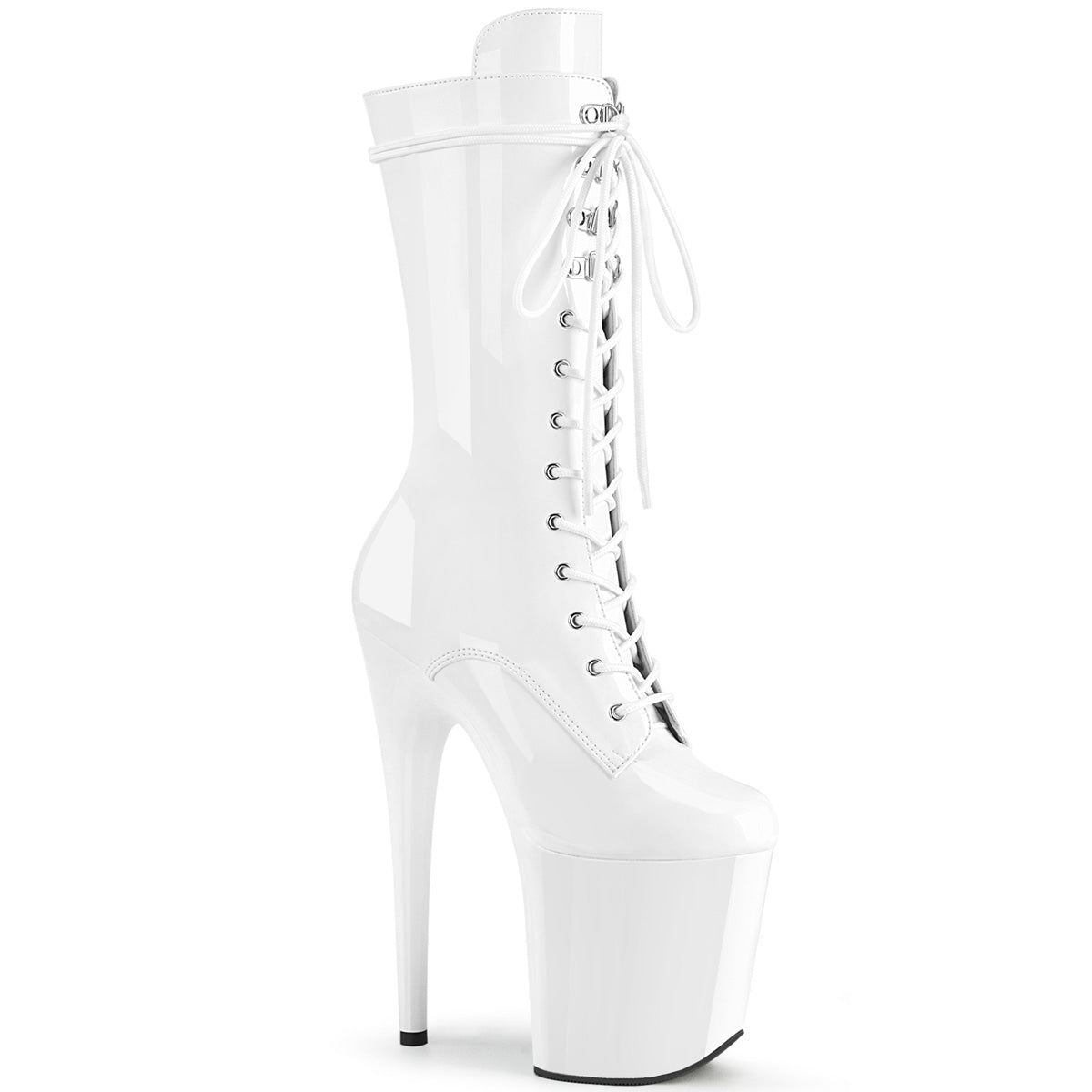 Pleaser Womens Ankle Boots FLAMINGO-1050 Wht Pat/Wht