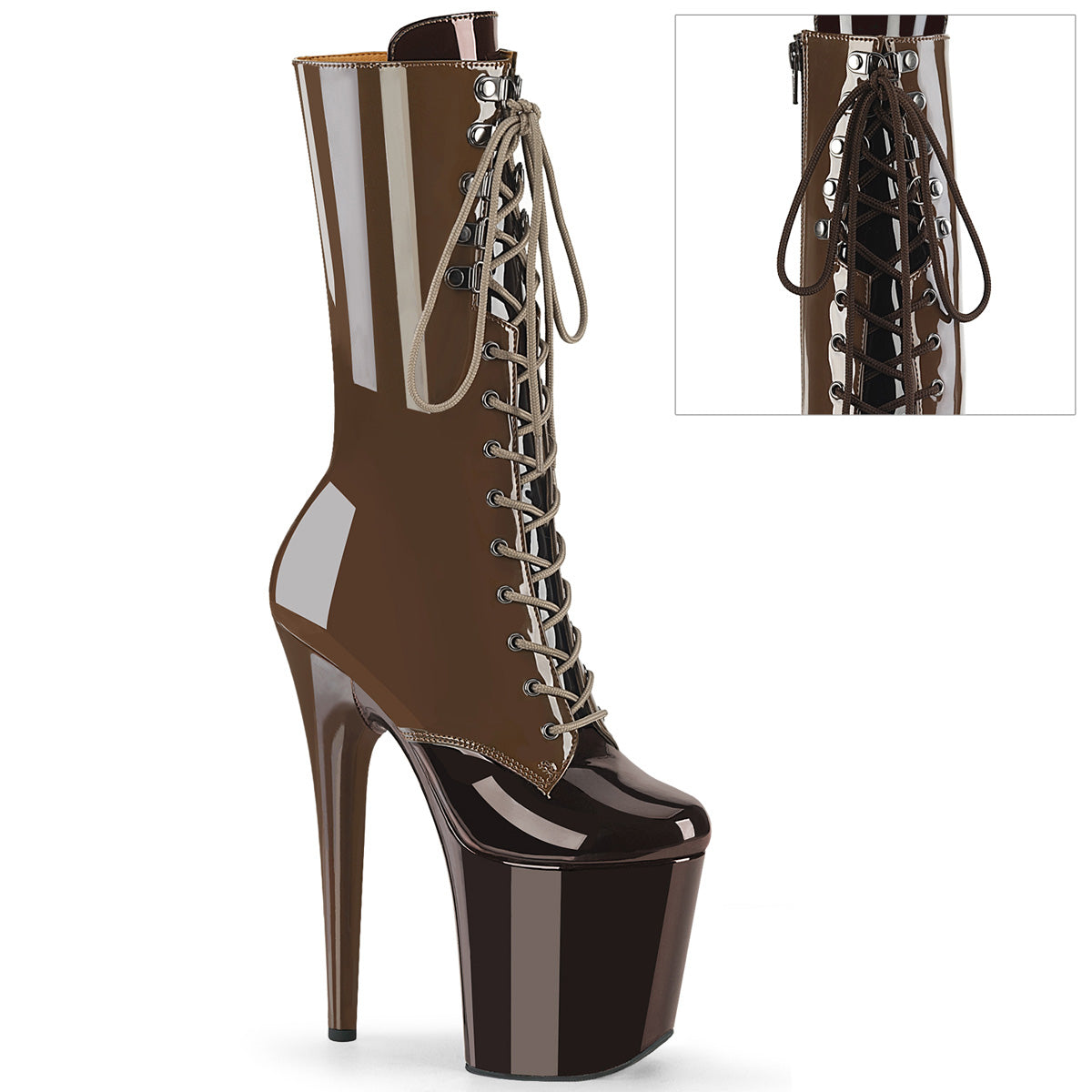 Pleaser FLAMINGO-1054dc Mocha-Coffee Pat/Mocha Café