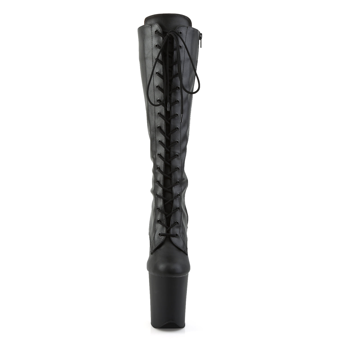 Pleaser Botas de mujer FLAMINGO-2023 Blk Str Faux Cuero / Blk Mate