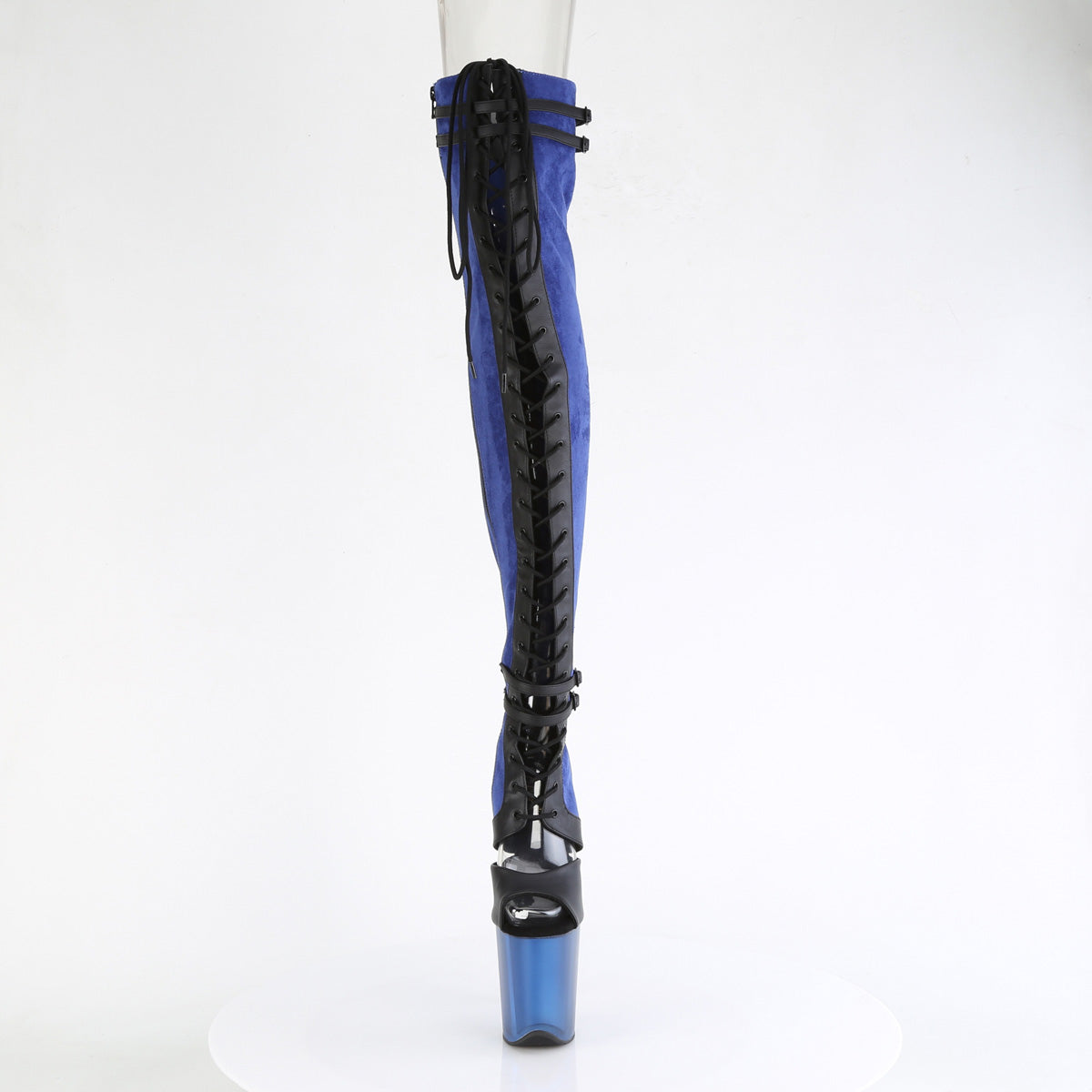 Pleaser Botas FLAMINGO-3027 Blue Faux Suede-Blk Faux Cuero / Azul Helada