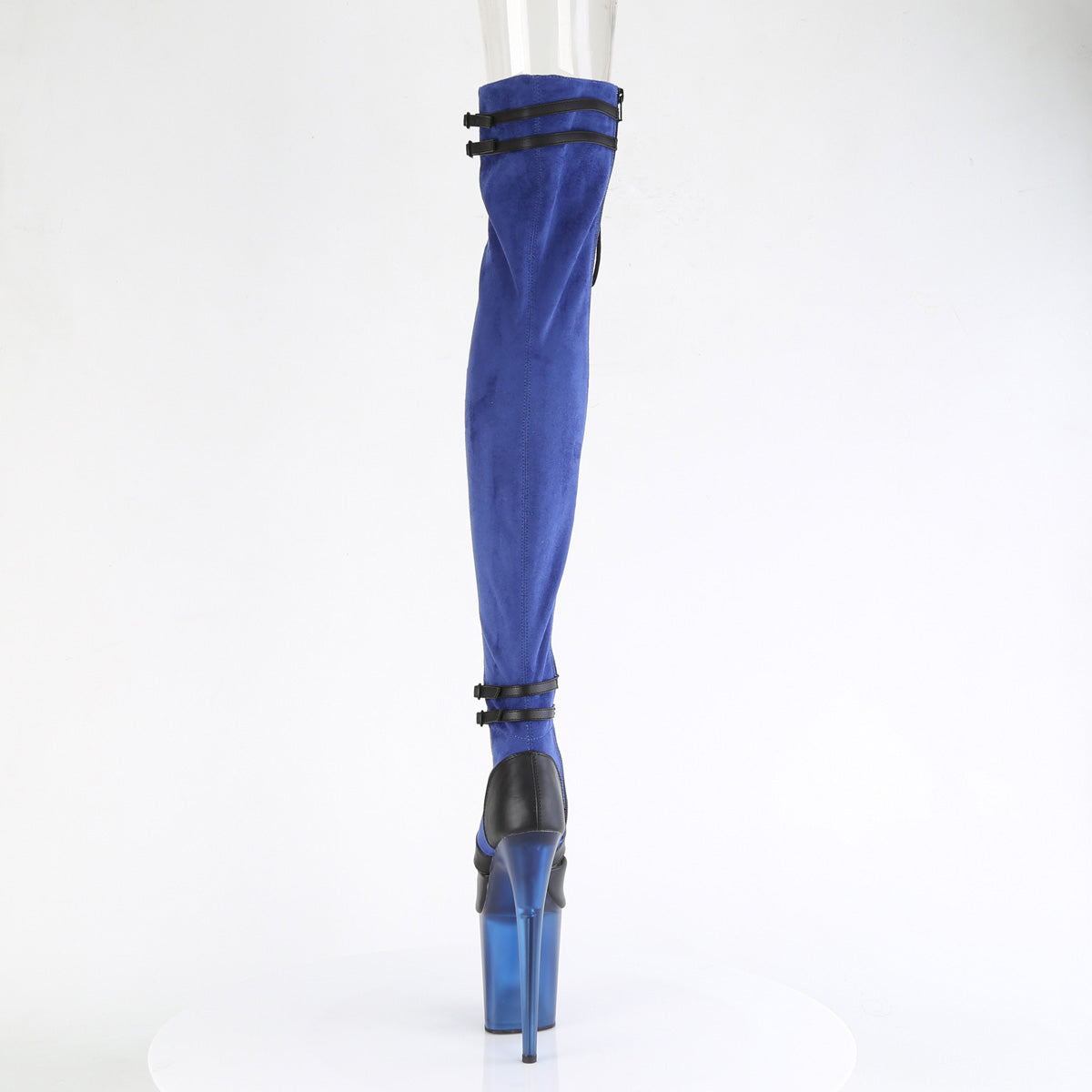 Pleaser Botas FLAMINGO-3027 Blue Faux Suede-Blk Faux Cuero / Azul Helada