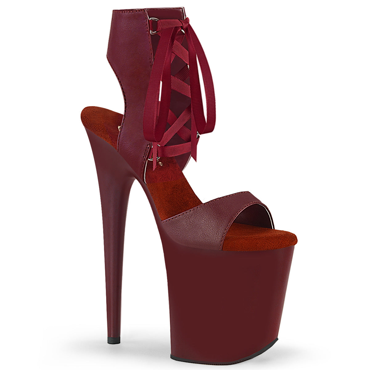 Pleaser Sandalias para mujer FLAMINGO-800-14 Burgundy Faux Cuero / Burgundy Mate