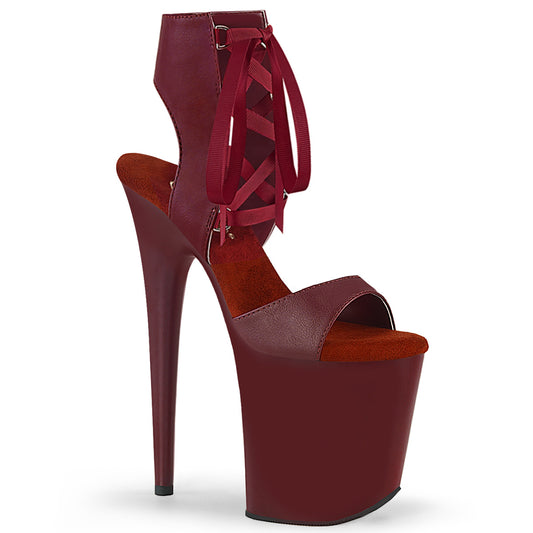 Pleaser Sandalias para mujer FLAMINGO-800-14 Burgundy Faux Cuero / Burgundy Mate