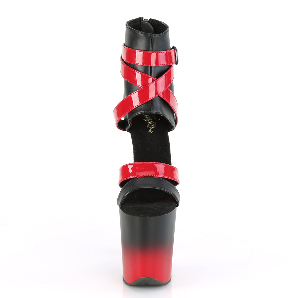 Pleaser Sandalias para mujer FLAMINGO-800-15 BLK Faux Cuero-Red Pat / Blk-Red Mate
