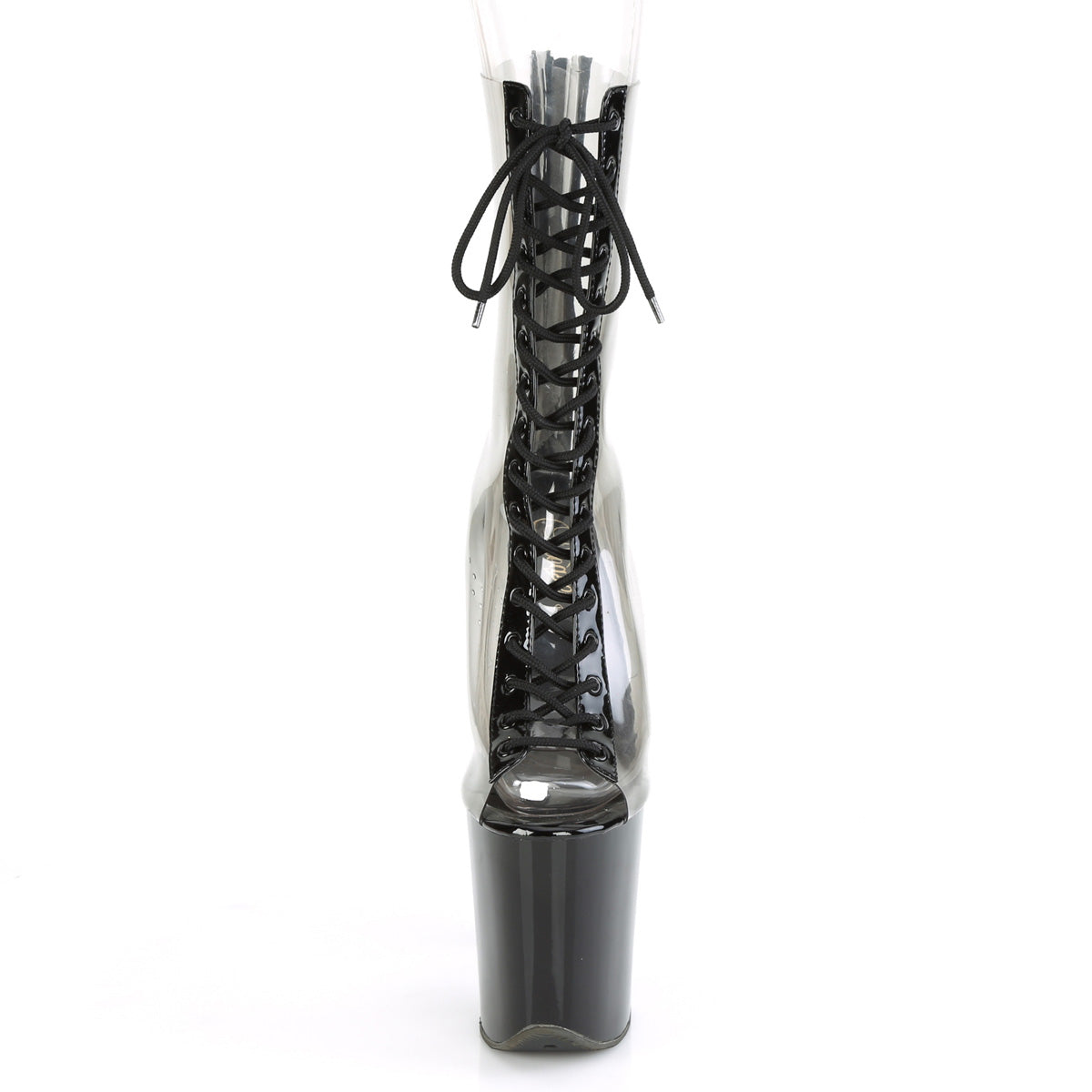 Pleaser Botas de tobillo para mujer FLAMINGO-800-34 CLR-BLK PAT / BLK