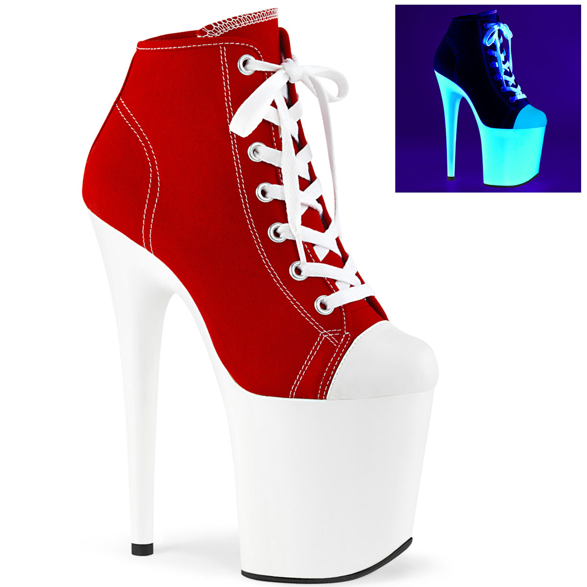 Pleaser De las mujeres FLAMINGO-800sk-02 lienzo rojo/neón wht