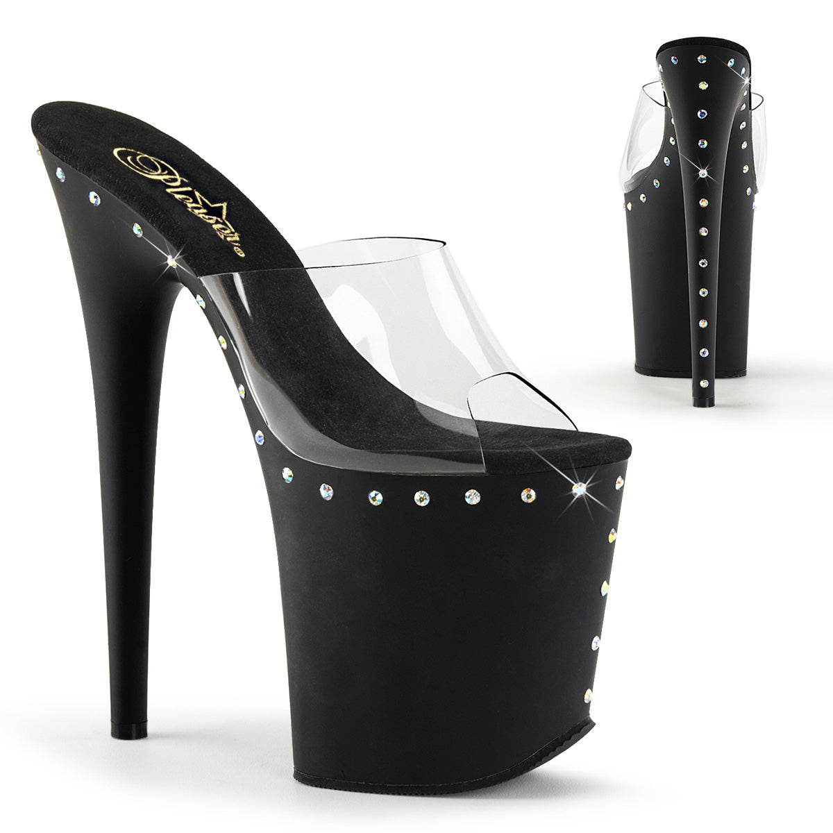 Pleaser Sandalias para mujer FLAMINGO-801ABLS CLR / BLK MATE