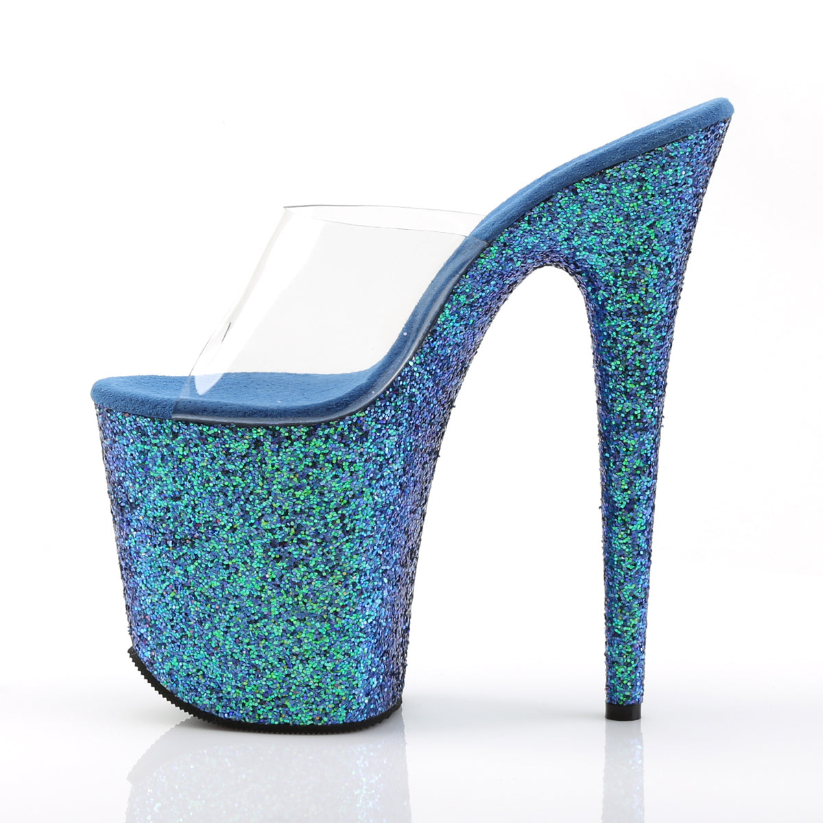 Pleaser Sandalias para mujer FLAMINGO-801lg clr / azul holo brillo