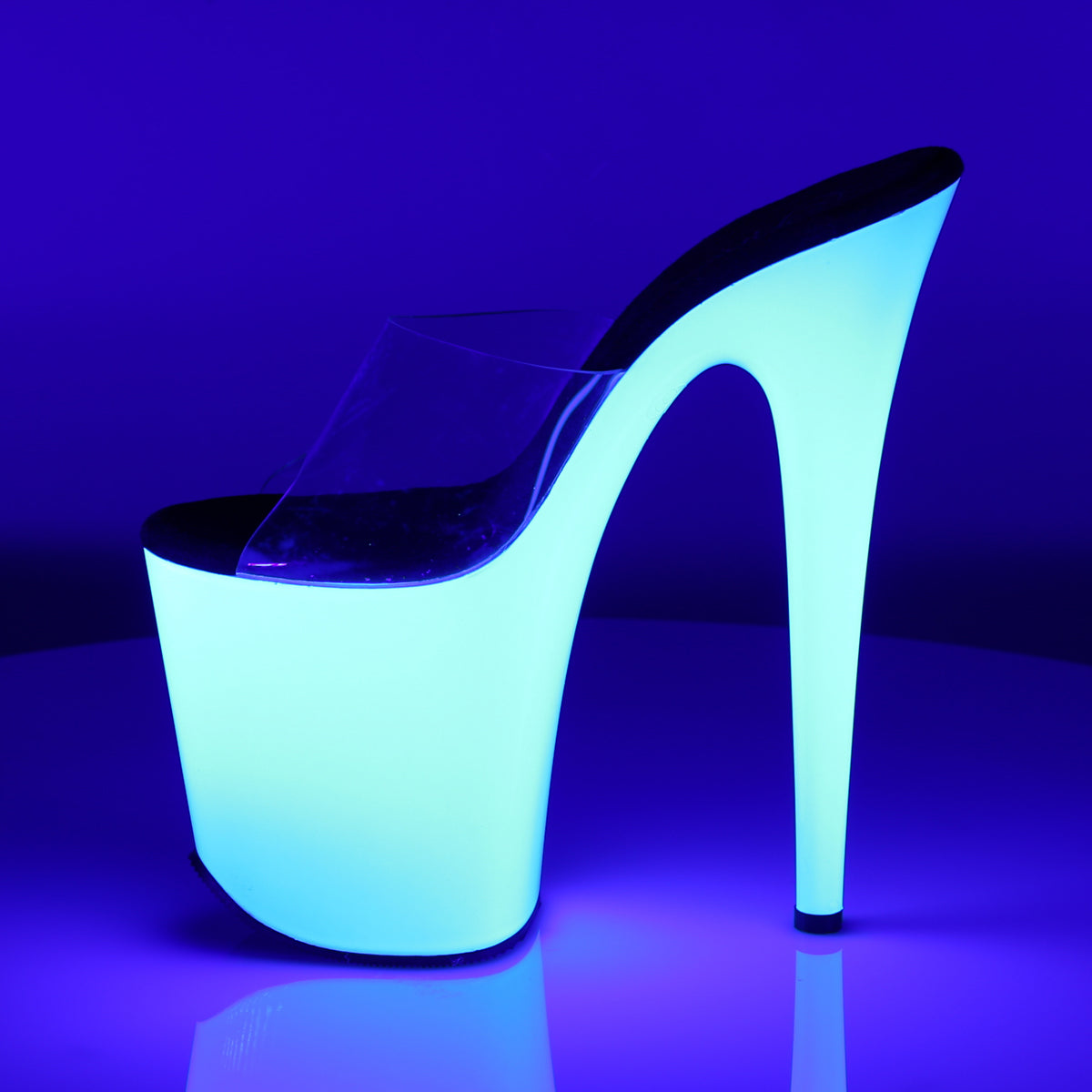 Pleaser Sandalias para mujer FLAMINGO-801UV CLR / NEON WHT