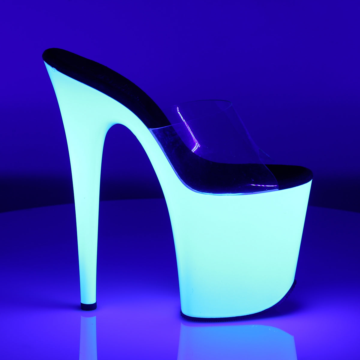Pleaser Sandalias para mujer FLAMINGO-801UV CLR / NEON WHT