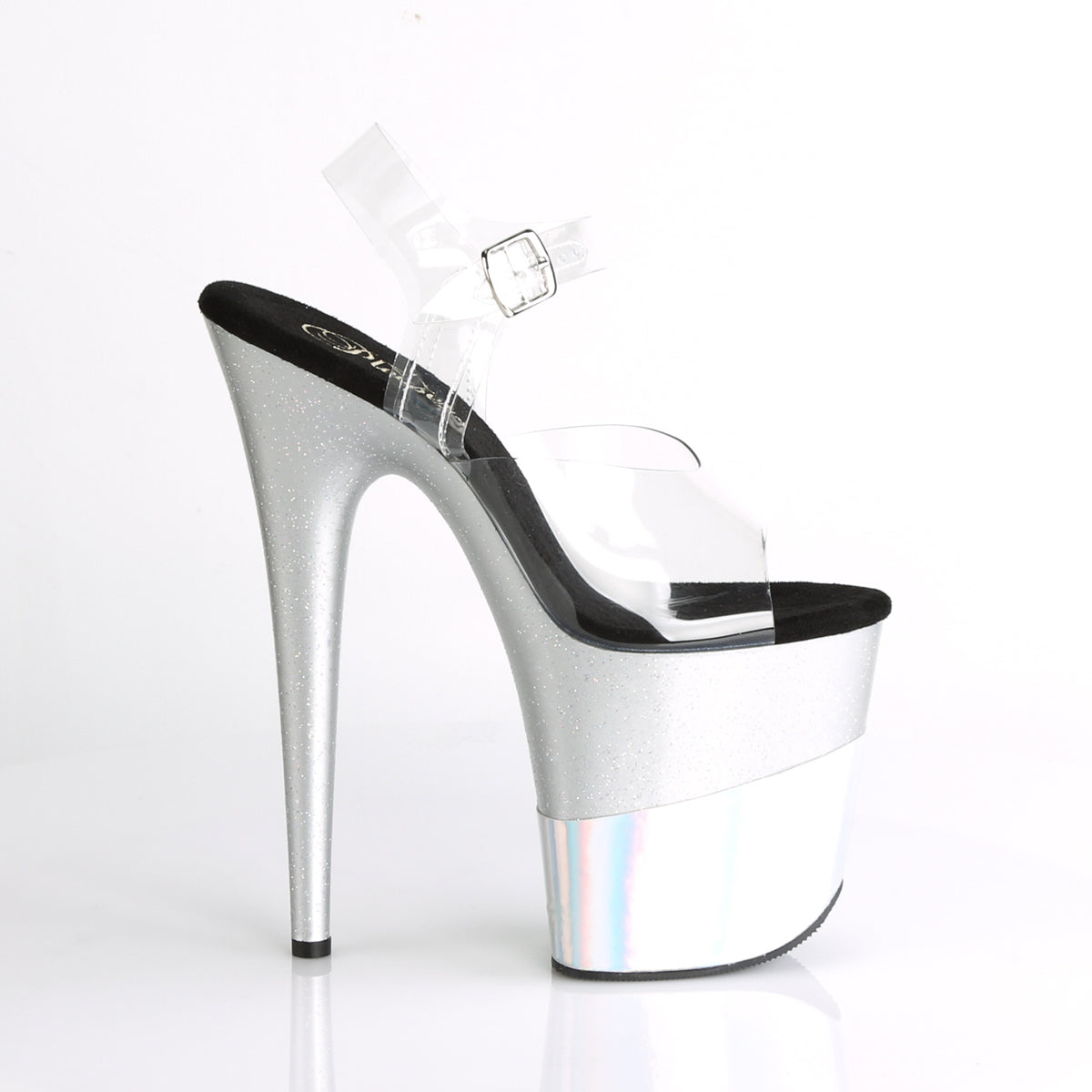 Pleaser Sandalias para mujer FLAMINGO-808-2HGM CLR / SLV Glitter-hologram