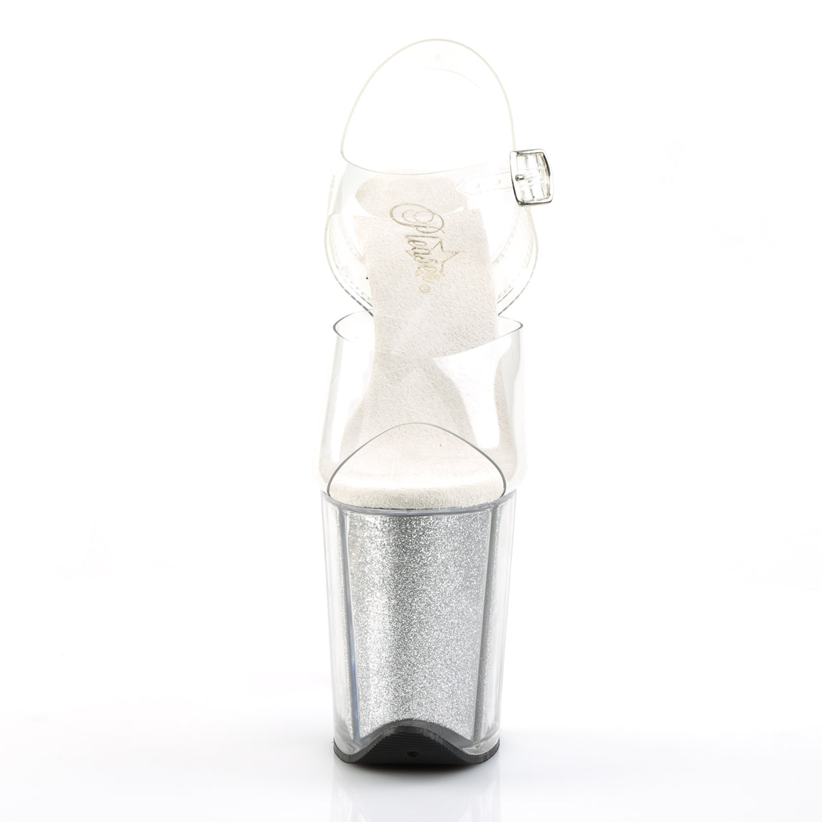 Pleaser Womens Sandals FLAMINGO-808G Clr/Slv Gltr