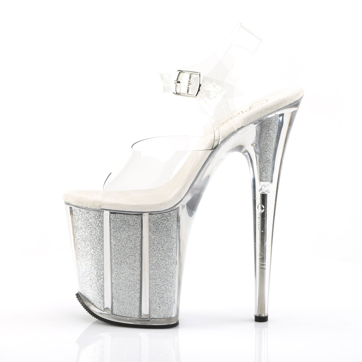 Pleaser Womens Sandals FLAMINGO-808G Clr/Slv Gltr