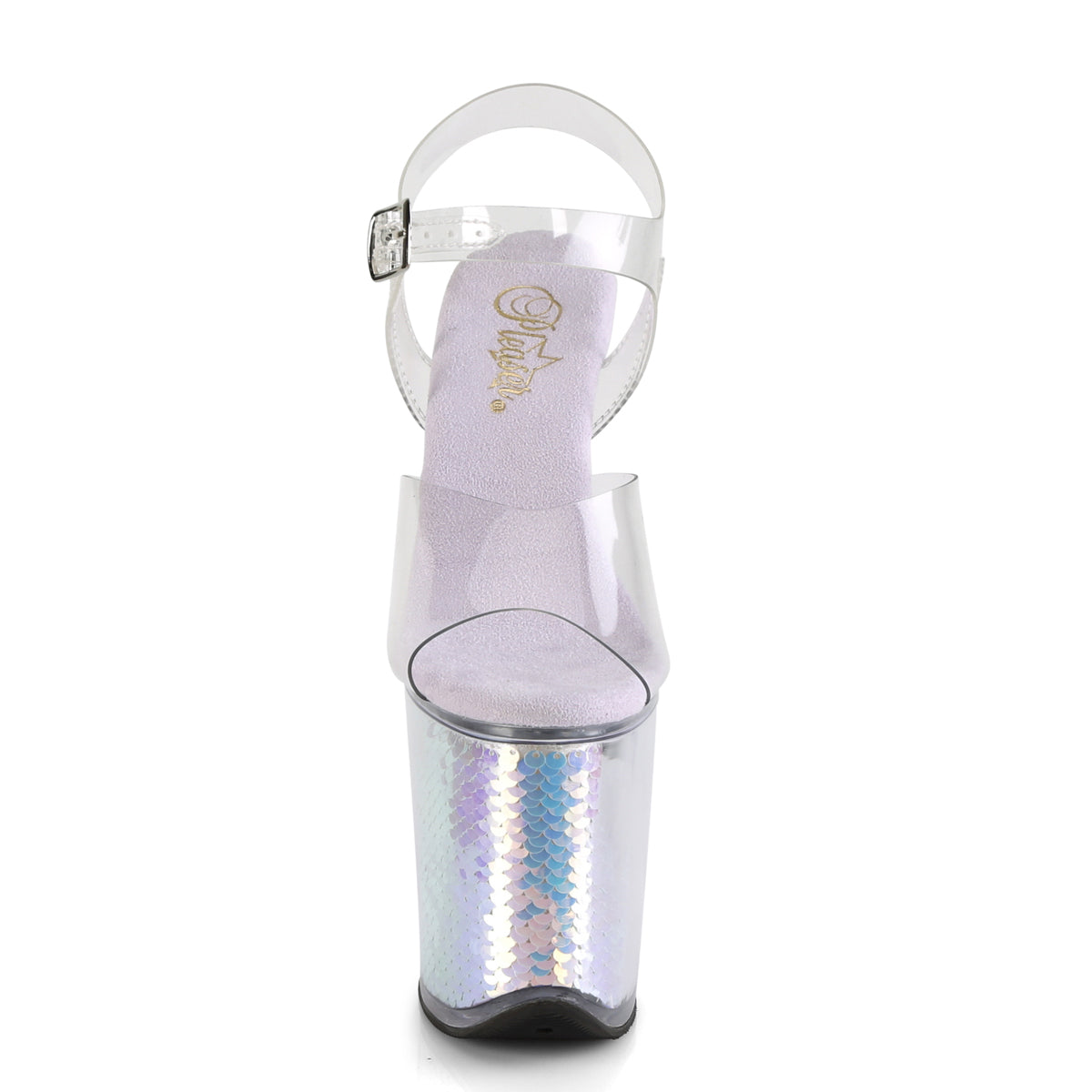 Pleaser Sandalias para mujer FLAMINGO-808mc inserciones de holograma CLR / Lavanda