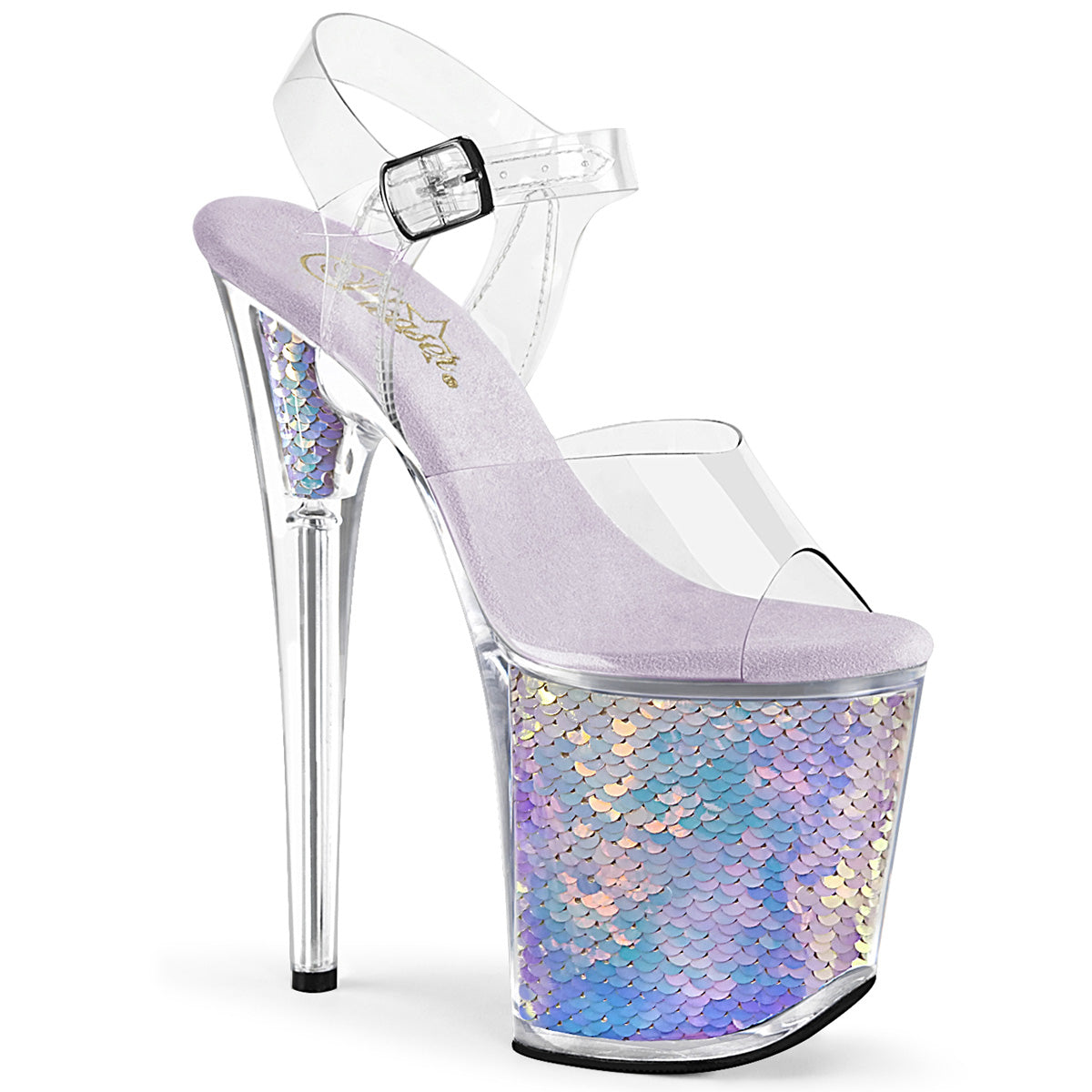 Pleaser Sandalias para mujer FLAMINGO-808mc inserciones de holograma CLR / Lavanda