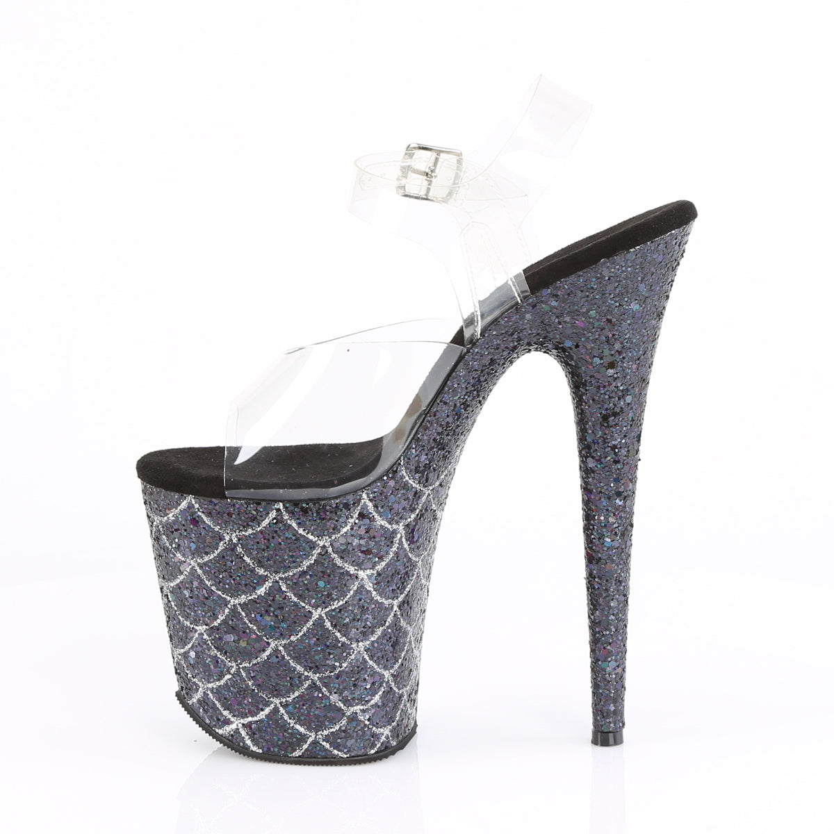 Pleaser Sandalias para mujer FLAMINGO-808mslg clr / blk multi brillo