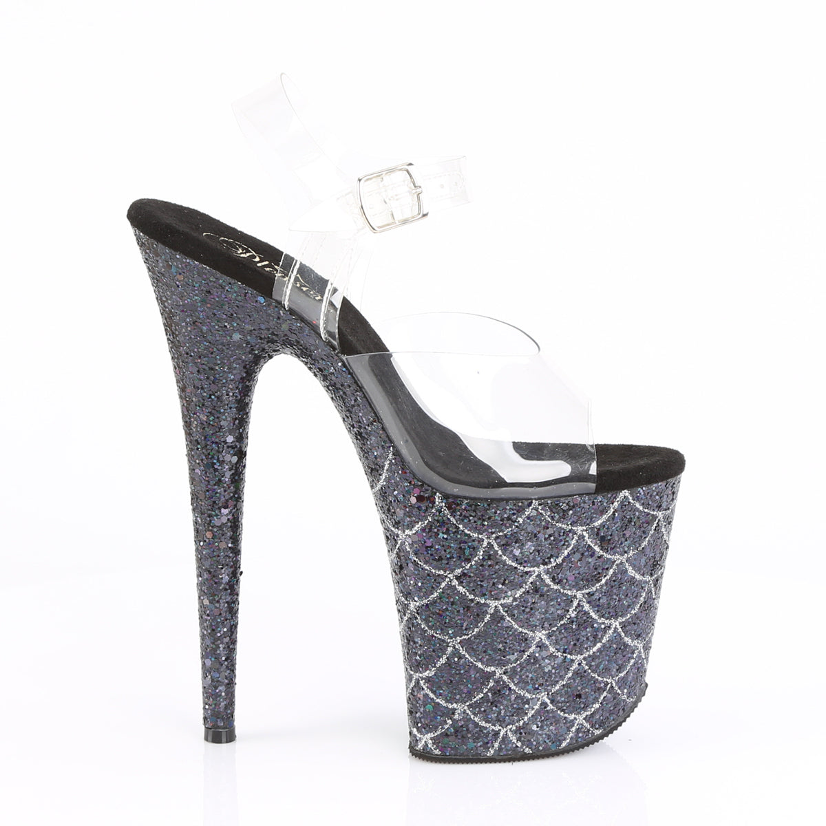 Pleaser Sandalias para mujer FLAMINGO-808mslg clr / blk multi brillo