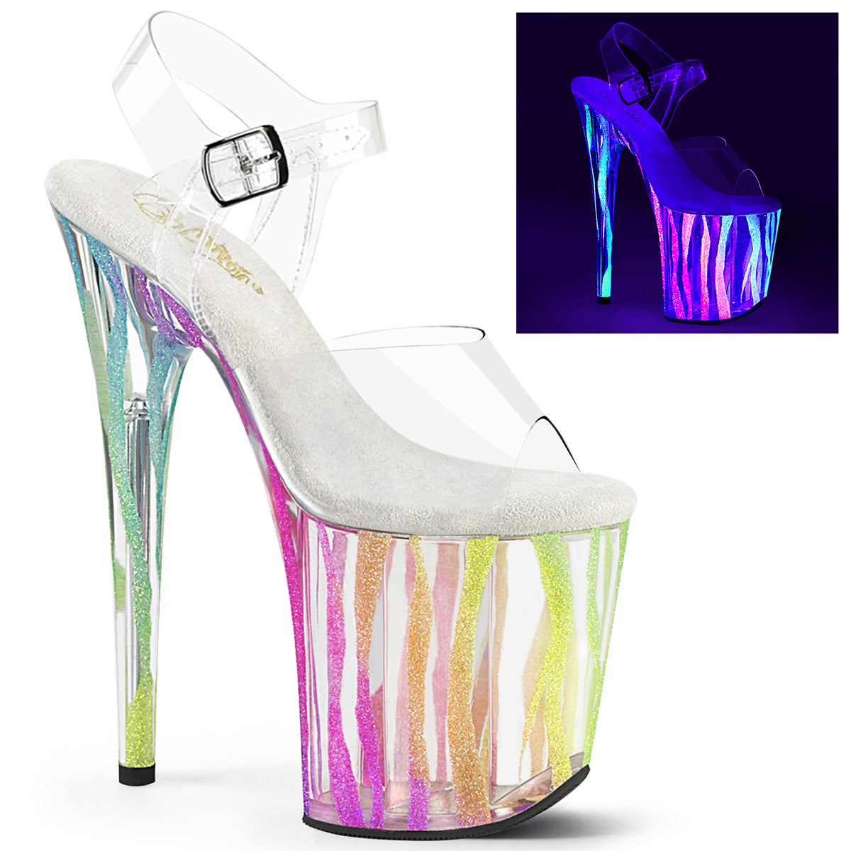 Pleaser FLAMINGO-808RG-03 CLR/Rainbow Brillantina