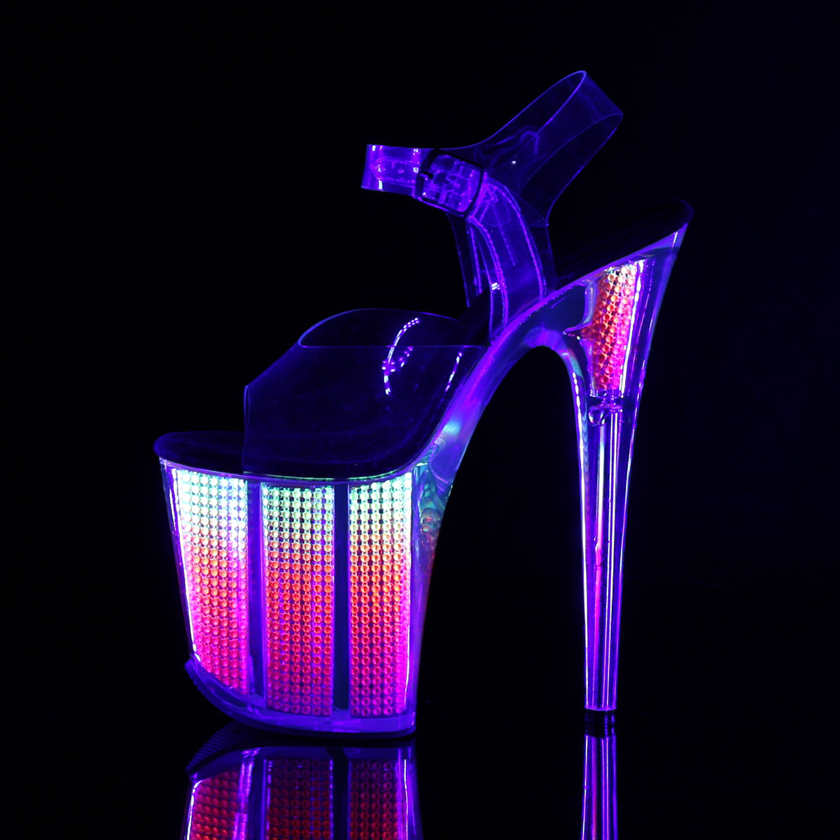 Pleaser Sandalias para mujer FLAMINGO-808SRS CLR / NEON MULTIS SRS