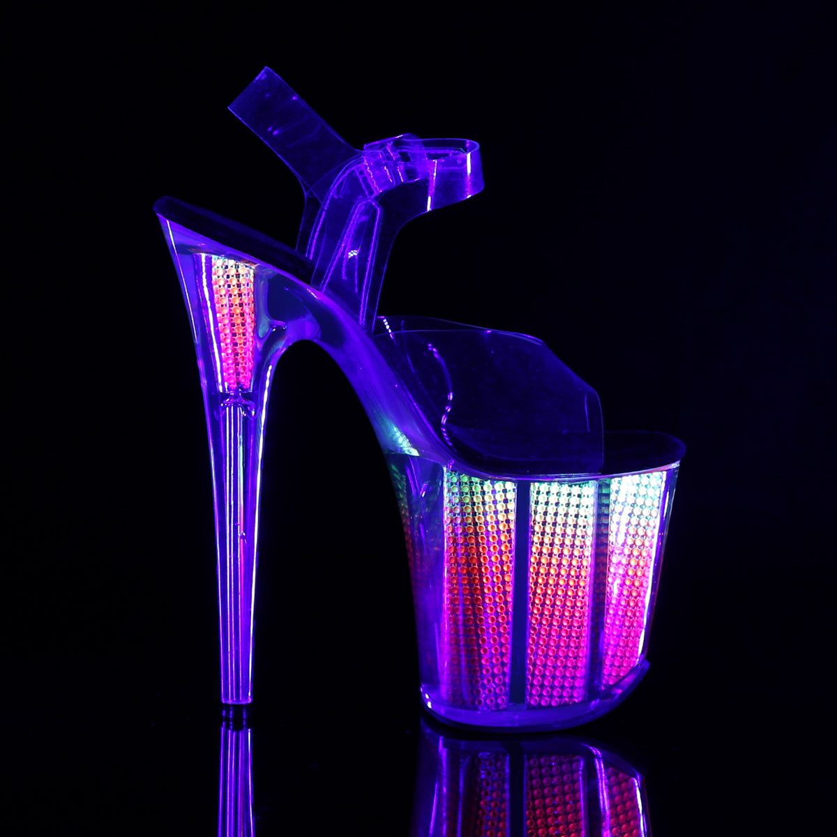 Pleaser Sandalias para mujer FLAMINGO-808SRS CLR / NEON MULTIS SRS