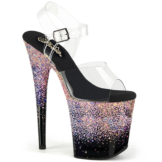 Pleaser   FLAMINGO-808SS CLR/BLK-RUSH BLUSH Multi Glitter