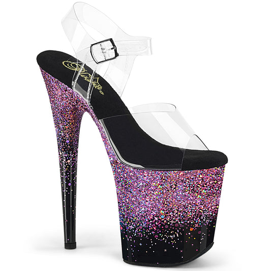 Pleaser   FLAMINGO-808SS CLR/BLK-Purple Multi Glitter
