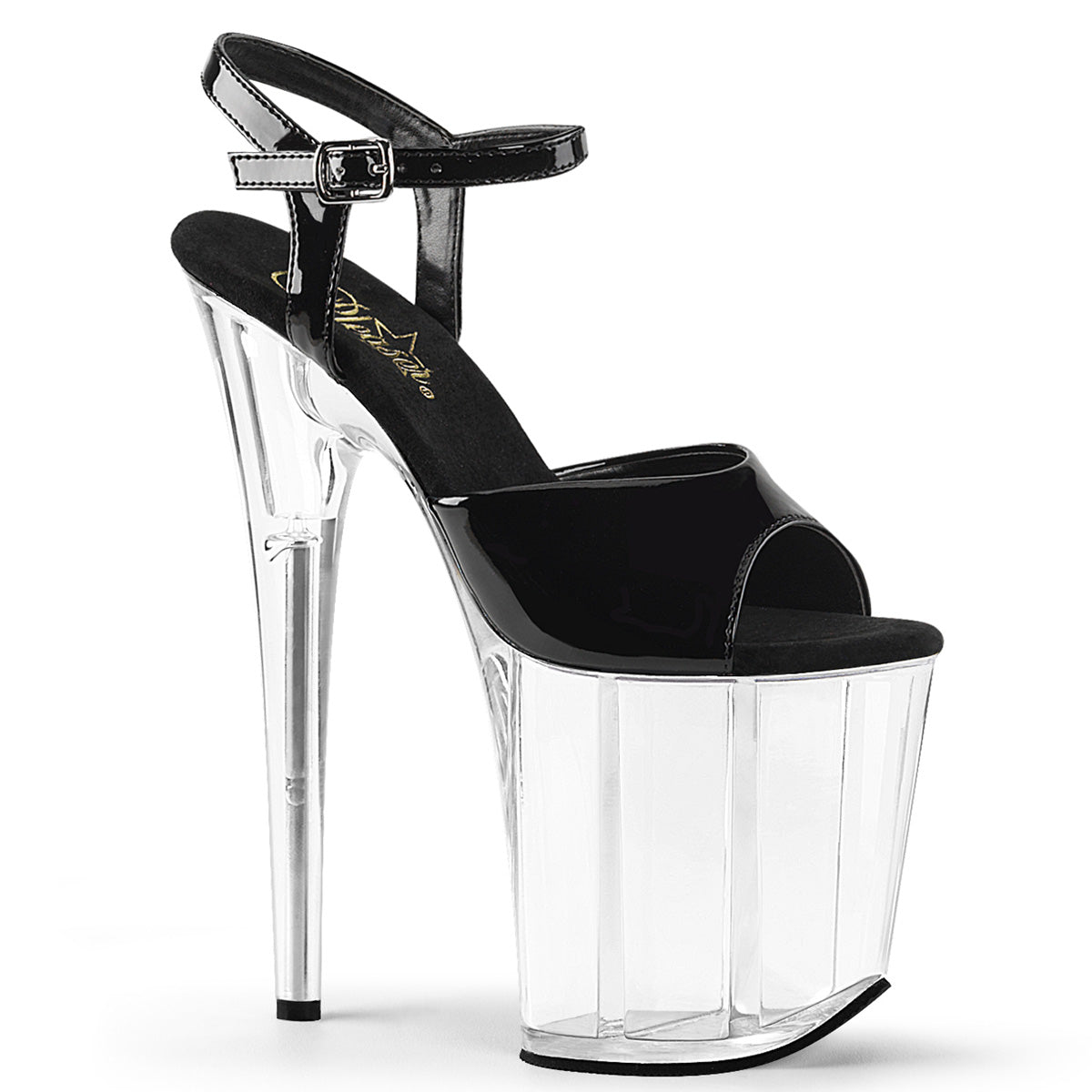 Pleaser Sandalias para mujer FLAMINGO-809 BLK PAT / CLR