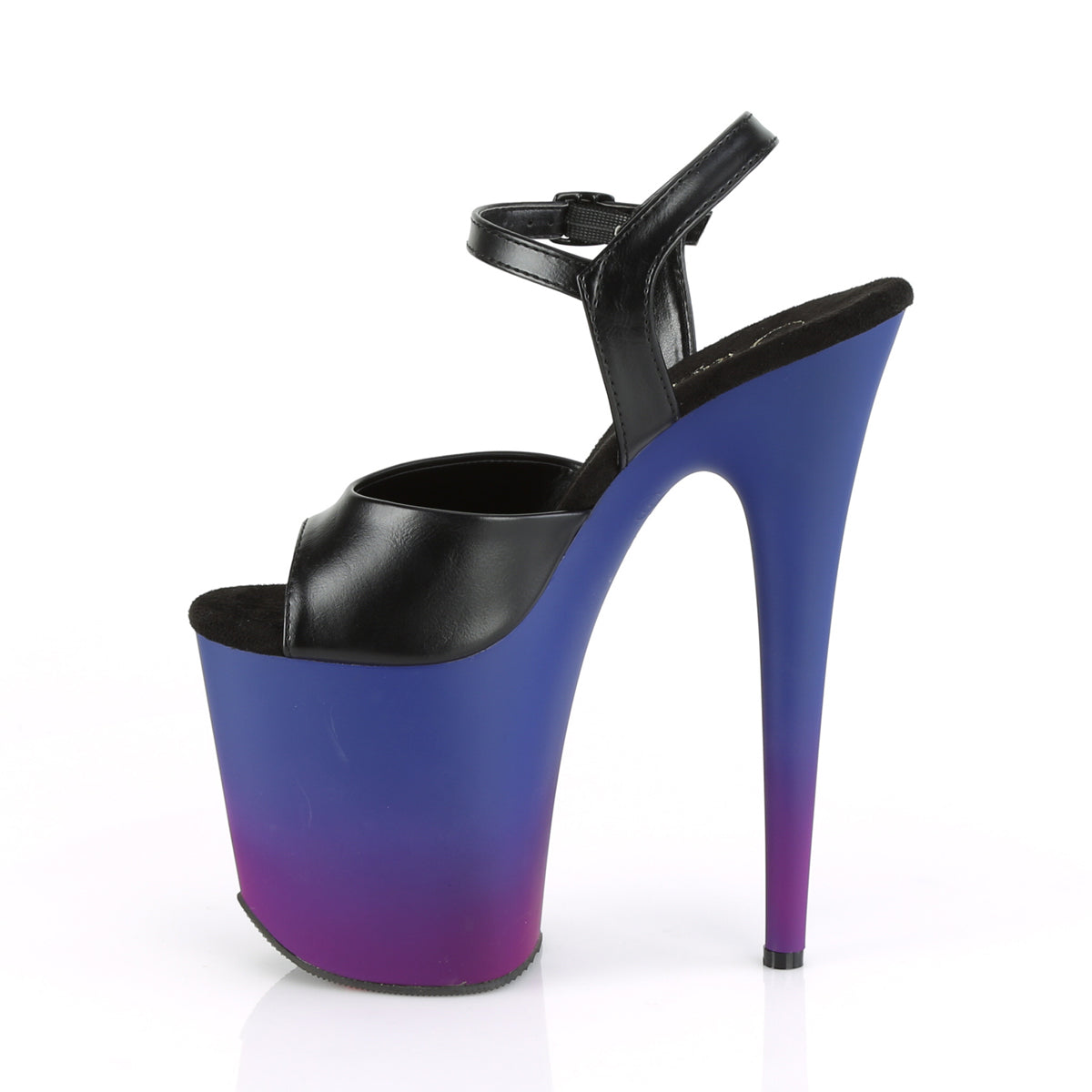 Pleaser Sandalias para mujer FLAMINGO-809bp Blk Faux Cuero / Blue-Purple Ombre