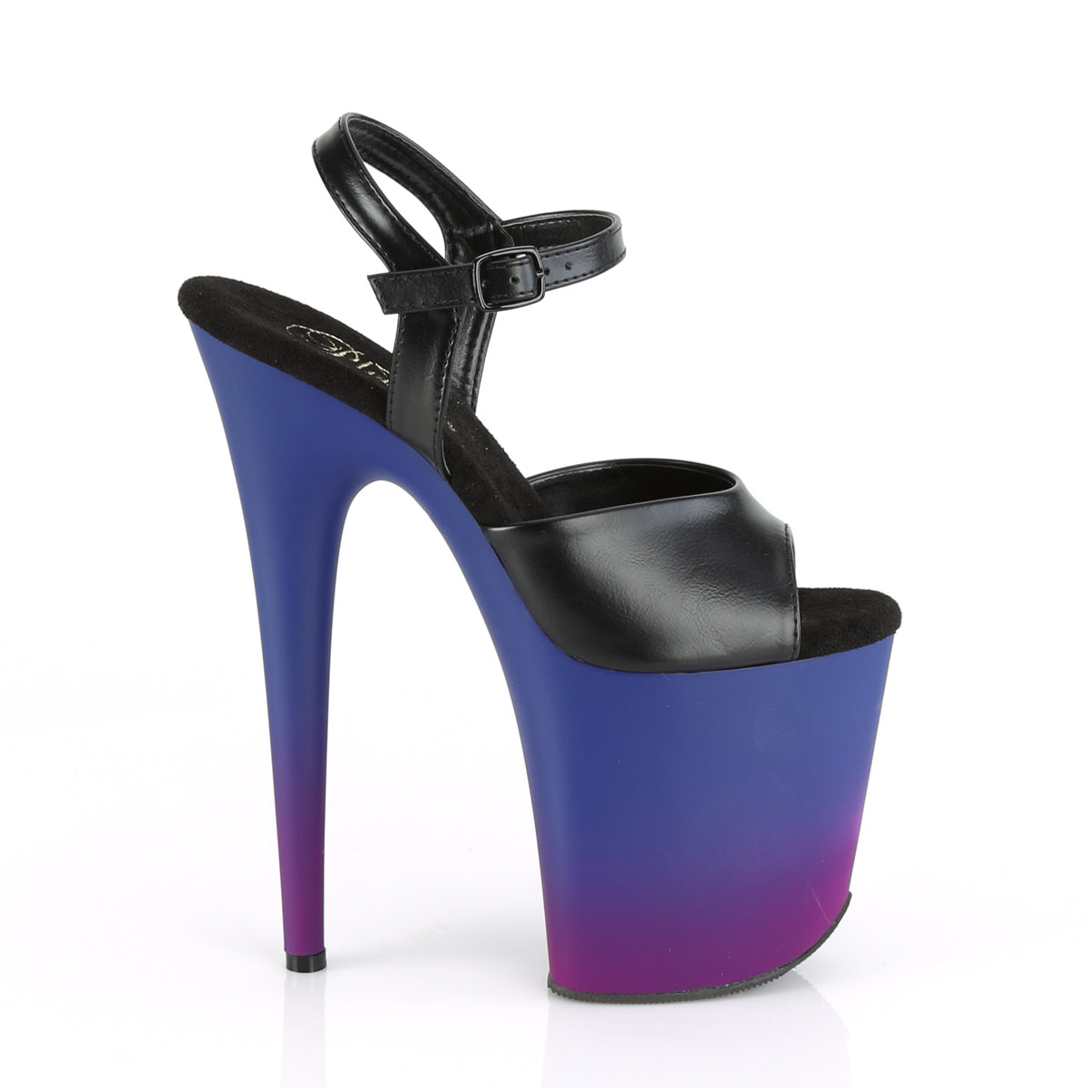 Pleaser Sandalias para mujer FLAMINGO-809bp Blk Faux Cuero / Blue-Purple Ombre
