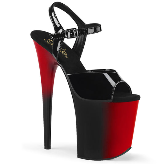 Pleaser Sandalias para mujer FLAMINGO-809BR BLK PAT / RED-BLK