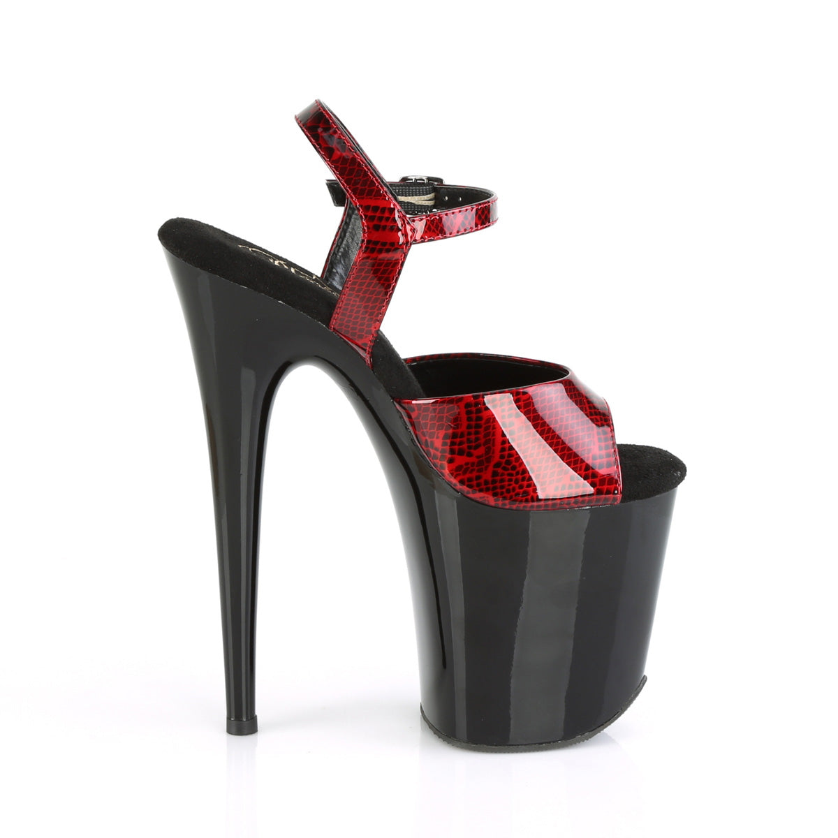 Pleaser Sandalias para mujer FLAMINGO-809SP Red Snake Print pat pat / blk