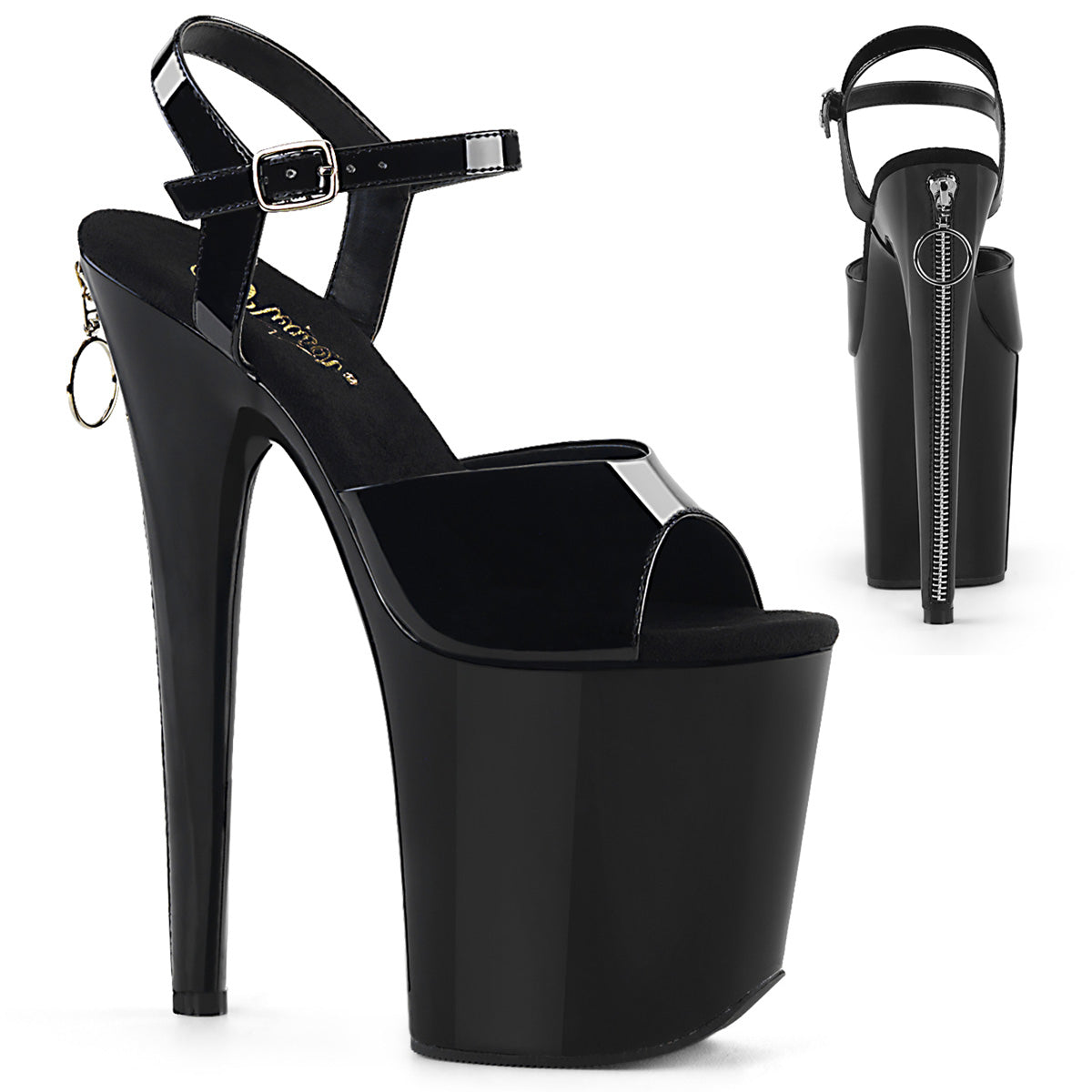 Pleaser Sandalias para mujer FLAMINGO-809Z BLK PAT / BLK