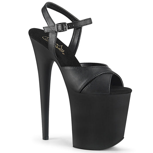 Pleaser Sandalias para mujer FLAMINGO-816 Blk Faux Cuero / Blk Mate