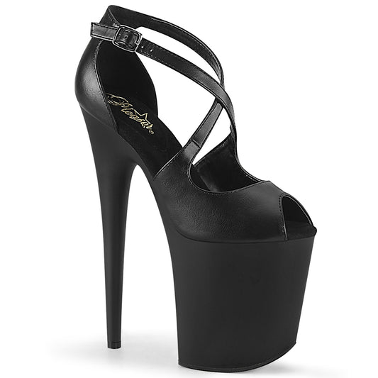 Pleaser Sandalias para mujer FLAMINGO-821 Blk Faux Cuero / Blk Mate