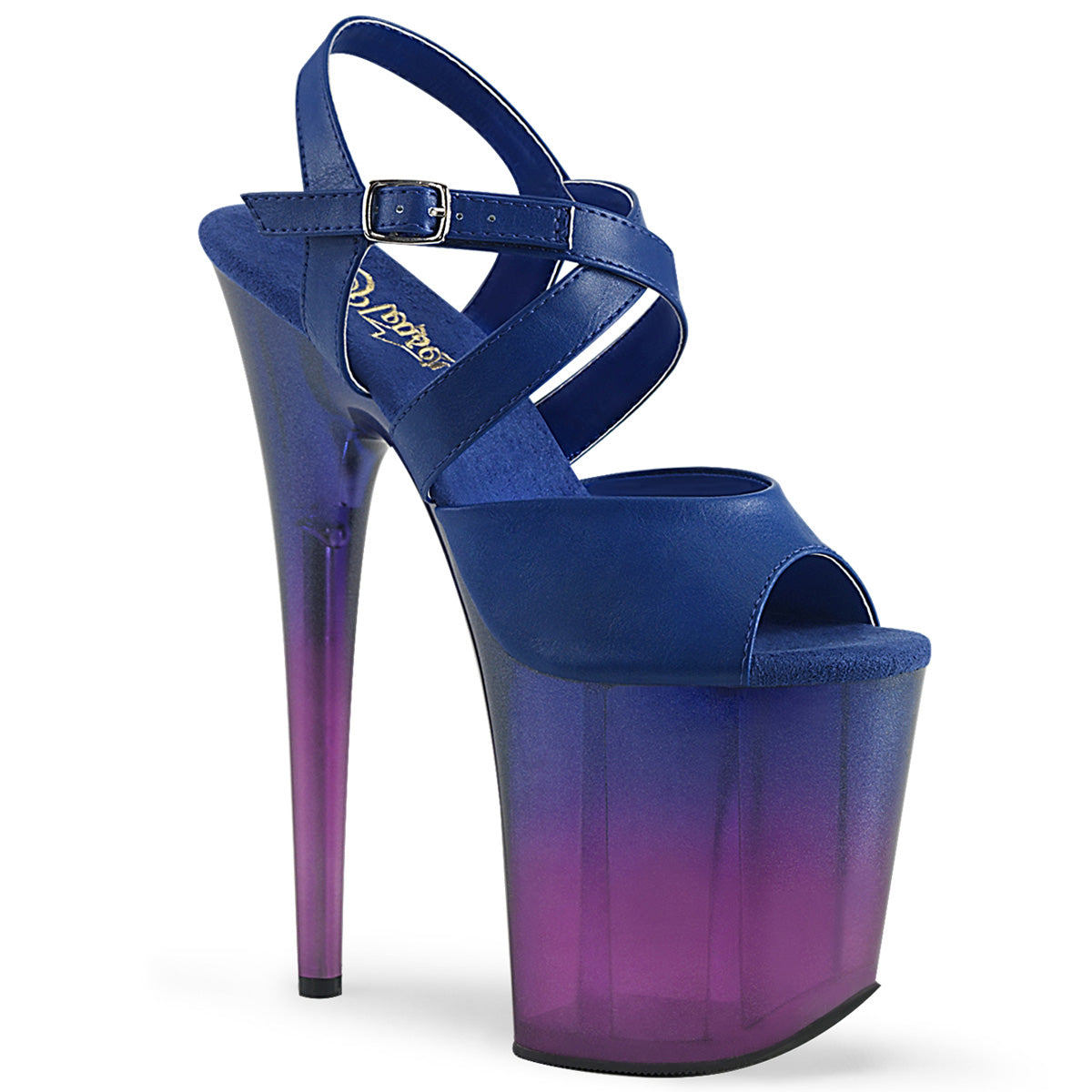 Pleaser Sandalias para mujer FLAMINGO-822T Blue Faux Cuero / Blue-Purple Ombre