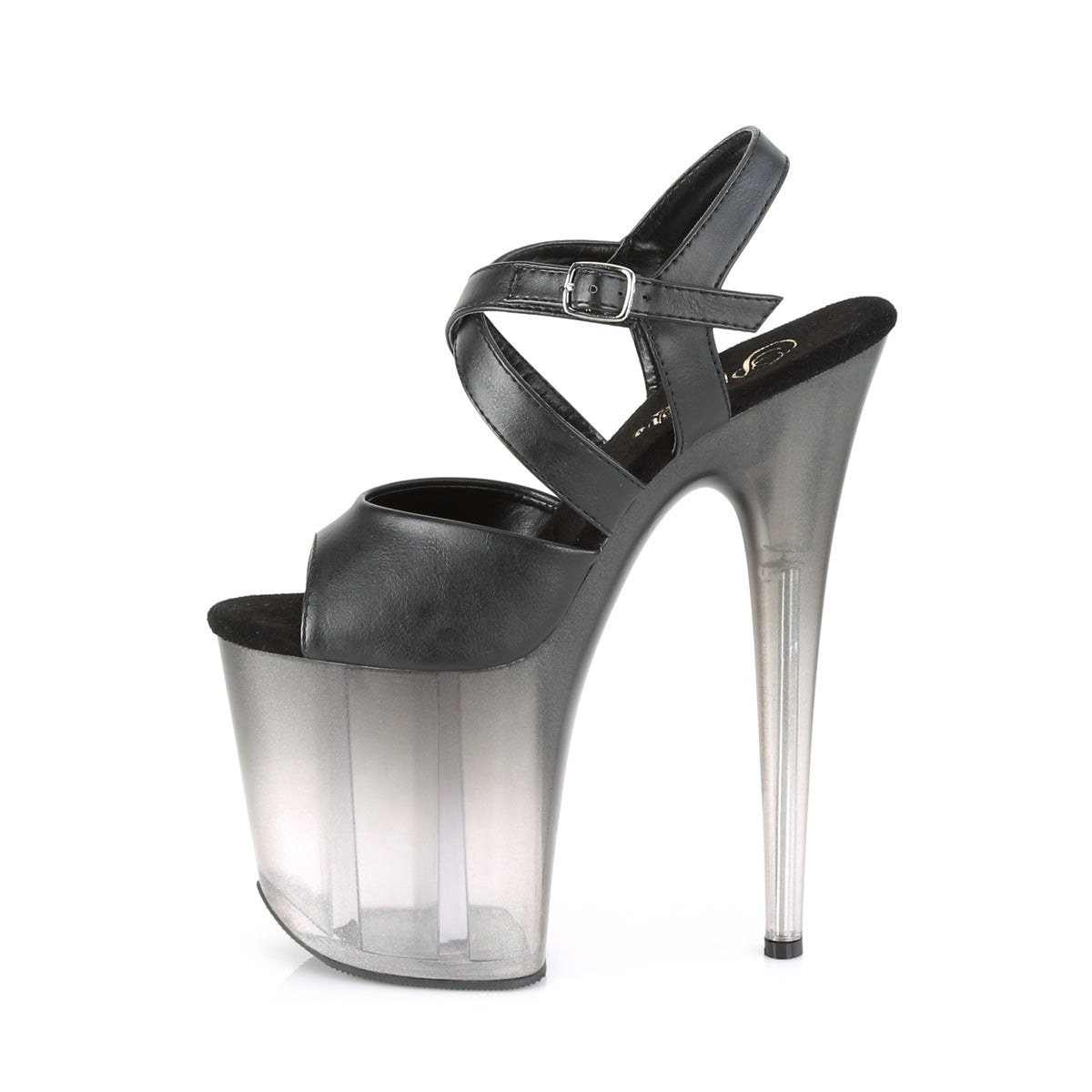 Pleaser Sandalias para mujer FLAMINGO-822T Blk Faux Cuero / Faded Blk
