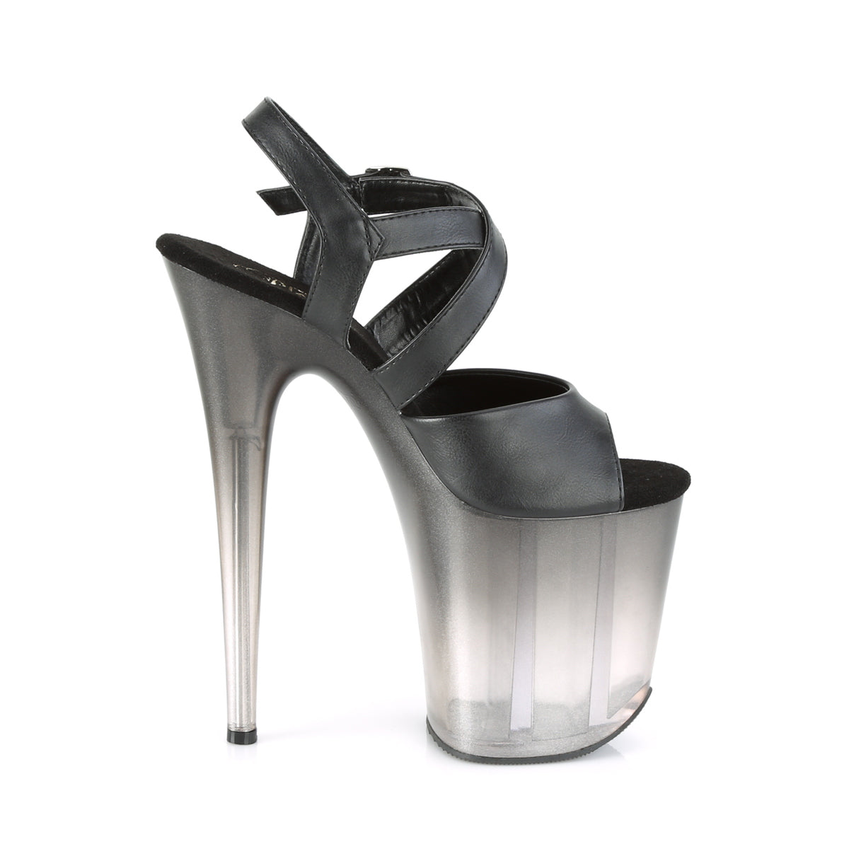 Pleaser Sandalias para mujer FLAMINGO-822T Blk Faux Cuero / Faded Blk