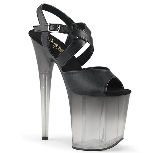 Pleaser Sandalias para mujer FLAMINGO-822T Blk Faux Cuero / Faded Blk