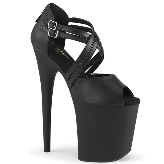 Pleaser Sandalias para mujer FLAMINGO-865 Blk Faux Cuero / Blk Mate