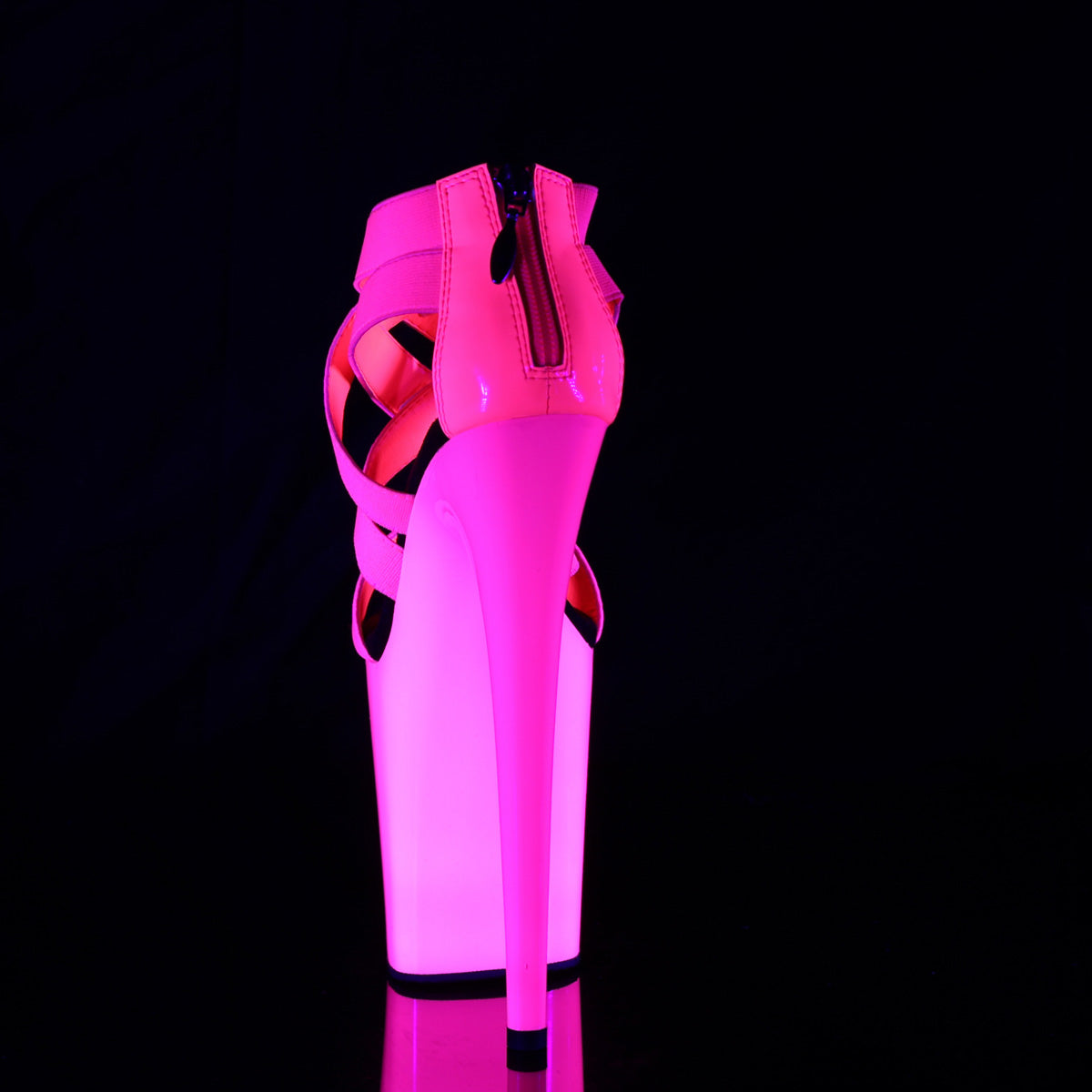 Pleaser Sandalias para mujer FLAMINGO-869V Neon H. Pink Elastic Band-Pat / Neon H. Pink