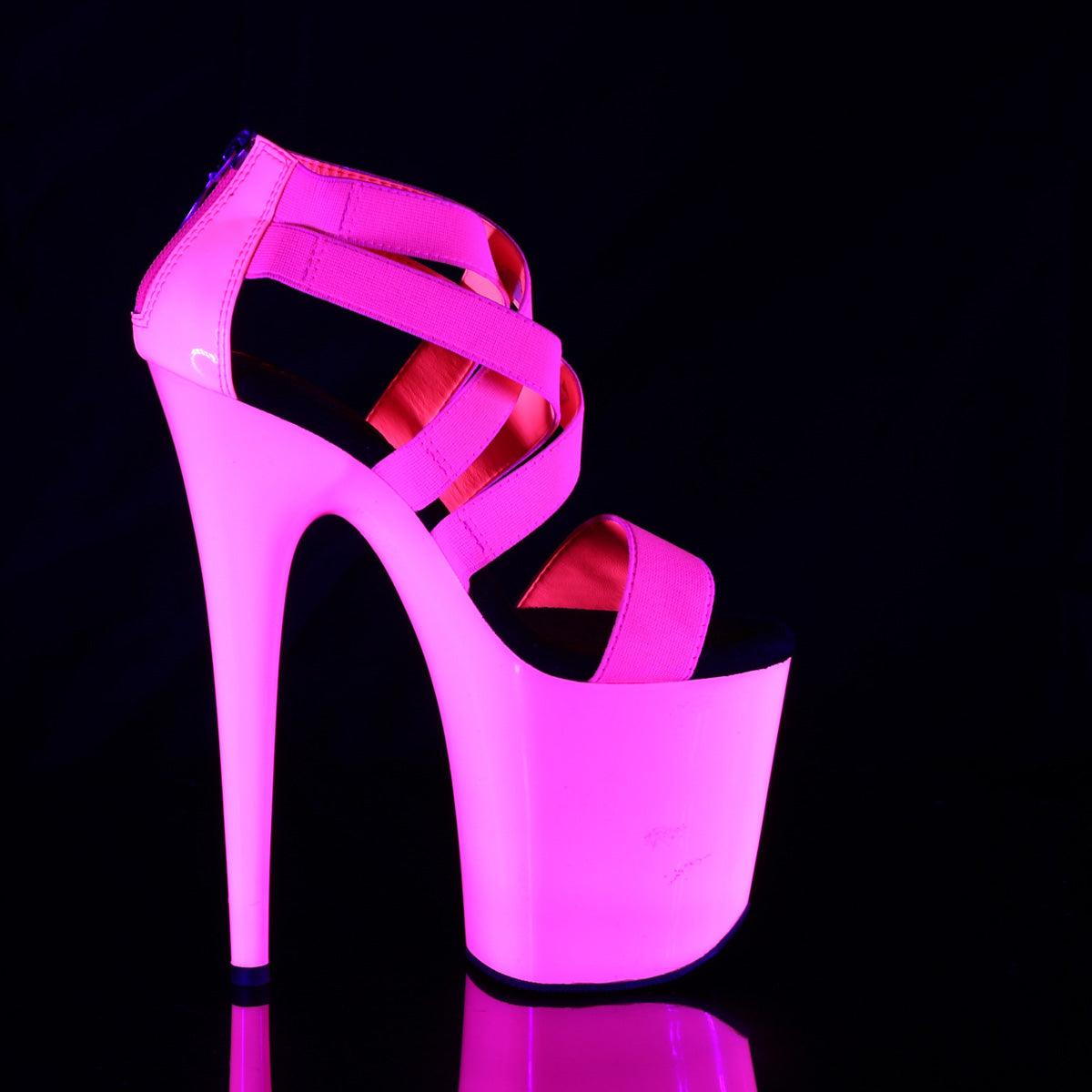 Pleaser Sandalias para mujer FLAMINGO-869V Neon H. Pink Elastic Band-Pat / Neon H. Pink