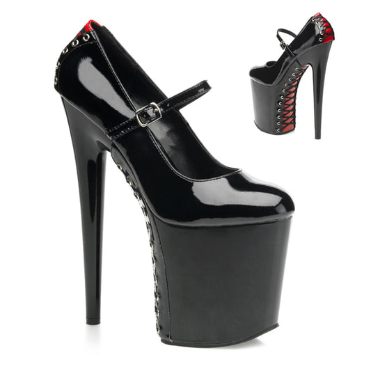 Pleaser Sandalias para mujer FLAMINGO-887FH BLK-RED PAT / BLK